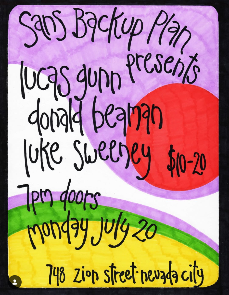 Flyer for Lucas Gunn, Donald Beaman, Luke Sweeney